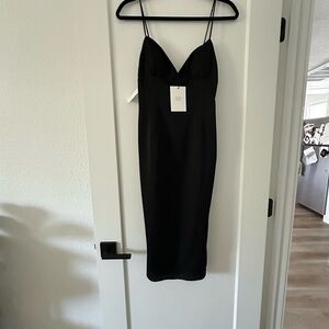 Fame & Partners Black Midi silk dress